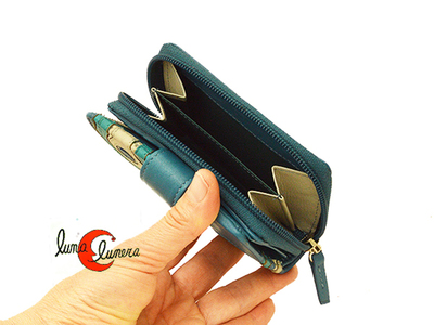 Cartera de piel pequeña con monedero con cremallera