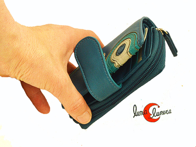Cartera de piel pequeña con monedero con cremallera