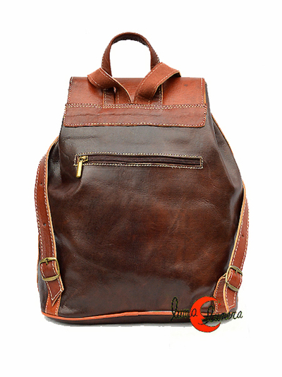 Mochila de piel grande con bolsillo antirrobo por la espalda