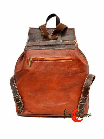 Mochila de piel grande con bolsillo antirrobo por la espalda