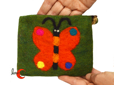 Cartera, monedero, mini neceser de fieltro con cremallera.