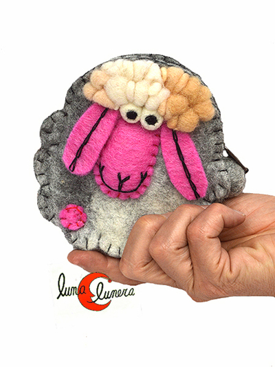 Monedero oveja de fieltro con cremallera