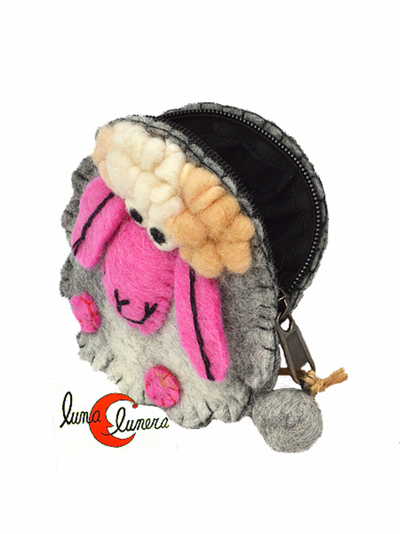 Monedero oveja de fieltro con cremallera