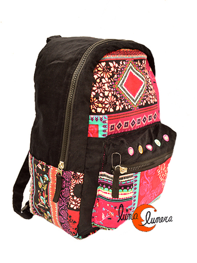 Mochila mediana de tela de algodón