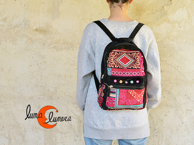 Mochila de algodón con bolsillo
