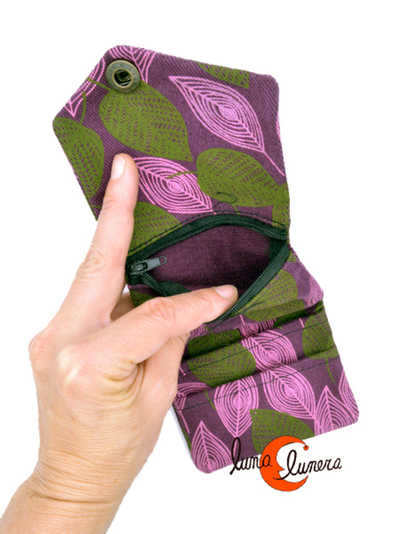 Cartera de algodón con monedero interior con cremallera