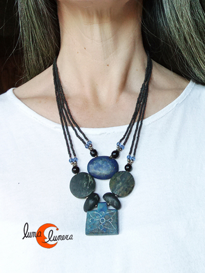 Collar doble de piedra lapiz lázuli