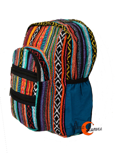 Mochila de tela de algodón con cremalleras