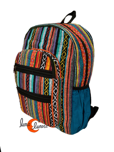 Mochila de tela de algodón con cremalleras