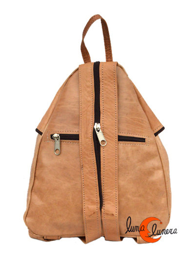 Mochila de cuero pequeña capuchón.