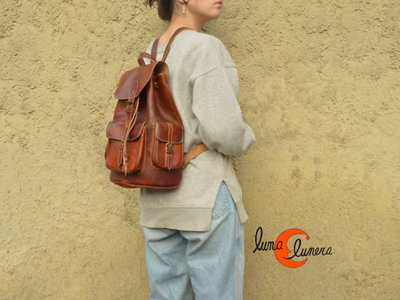 Mochila clásica de cuero marroquí grande