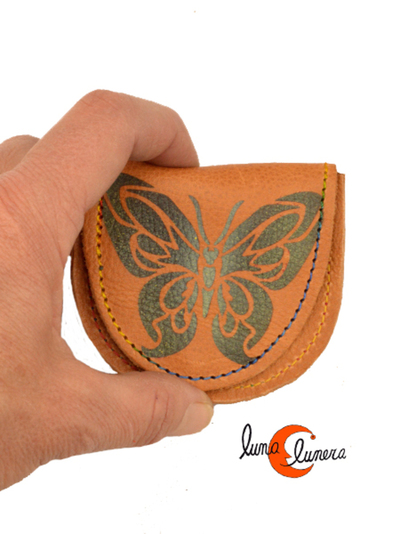 Monedero pequeño de piel con velcro