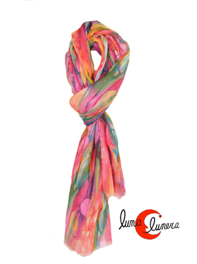 Fular de colores de algodón y seda.