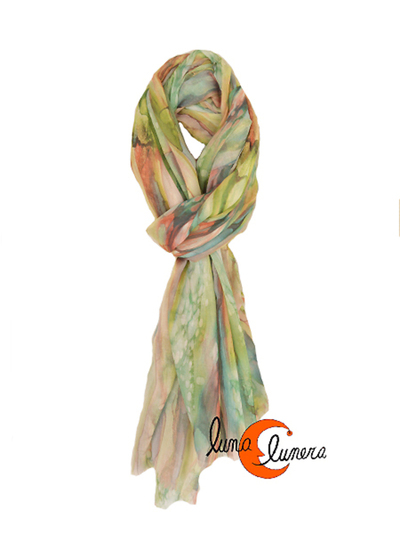 Fular de colores de algodón y seda.