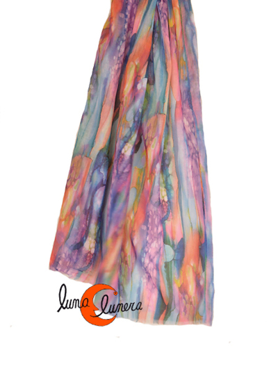 Fular de colores de algodón y seda.