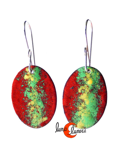 Pendientes artesanales de cobre esmaltado