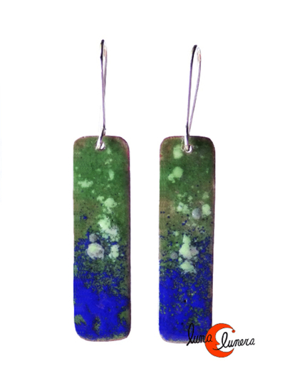 Pendientes artesanales de cobre esmaltado