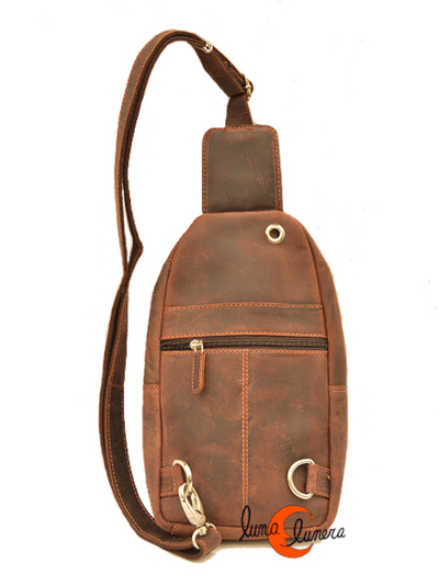 mochila de un asa de bandolera de piel