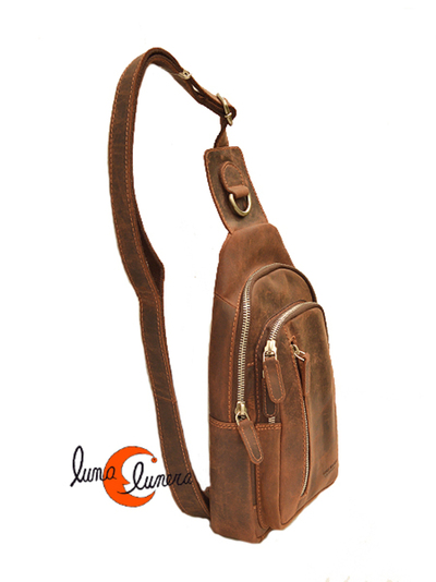 mochila de un asa de bandolera de piel