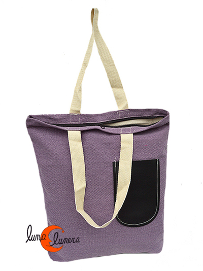 Bolso grande de tela con cremallera