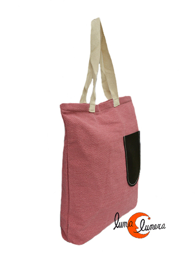 Bolso grande de tela con cremallera