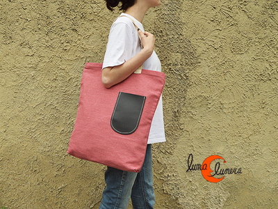 Bolso grande de tela con cremallera