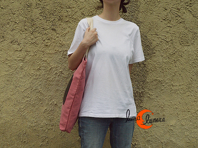 Bolso grande de tela con cremallera