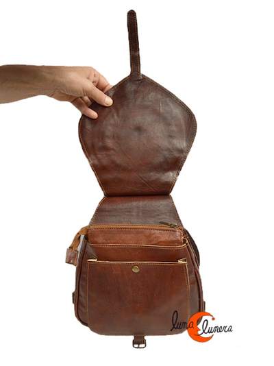 Mochila de piel pequeña con sol