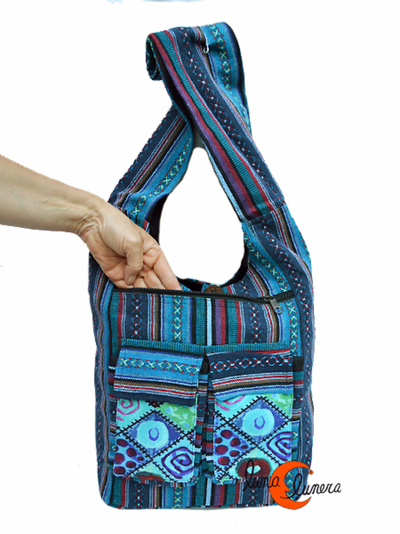 bolso tipo saco de algodón con bolsillos