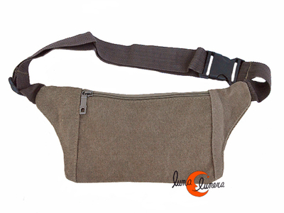 Riñonera de tela plana rectangular pequeña con cremalleras