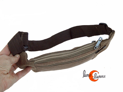 Riñonera de tela plana rectangular pequeña con cremalleras