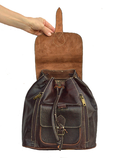 Mochila clásica pequeña de piel