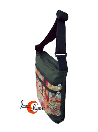Bolso de tela bandolera con cremallera