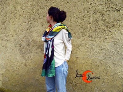 Fular de tela rústica reversible Picasso.