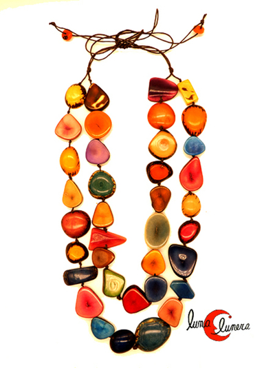 Collar doble de Tagua multicolor