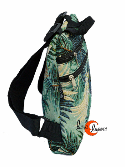 Mochila de tela pequeña antirrobo reversible  con bolsillos con cremalleras