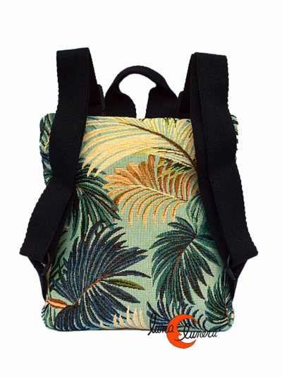 Mochila de tela pequeña antirrobo reversible  con bolsillos con cremalleras