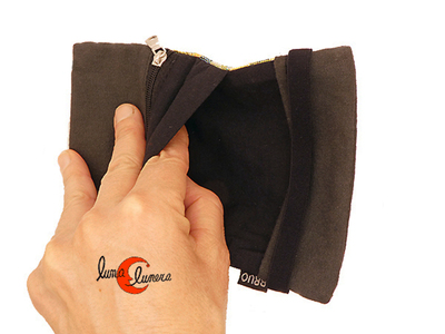 Cartera de tela con goma elástica y monedero