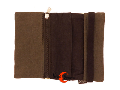 Cartera de tela con goma elástica y monedero