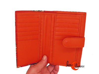 Cartera de piel suave con monedero y tarjetero