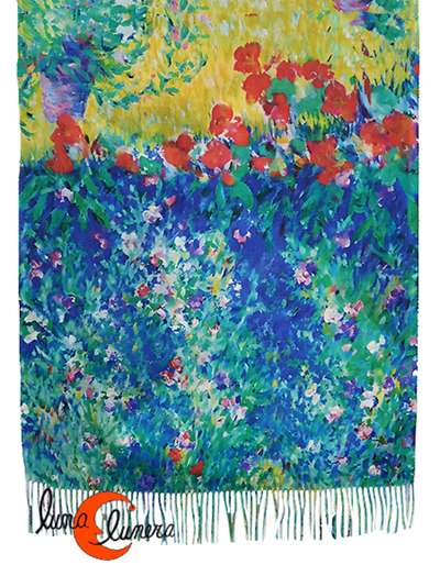 Fular cachemir Baile de Renoir, parte trasera Campo de Flores de Van Gogh.