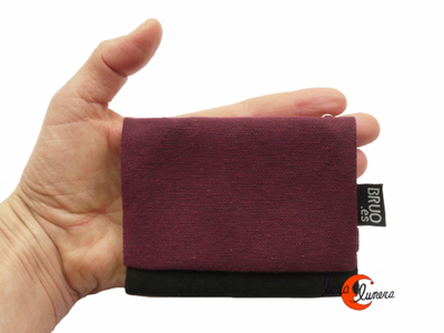 cartera monedero pequeño vegano de tela con goma elástica