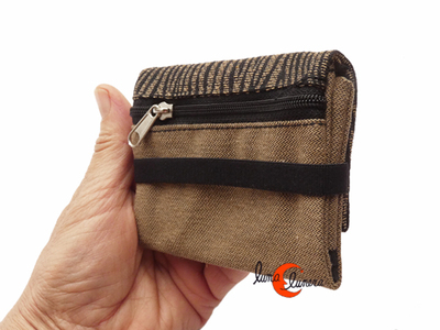 cartera monedero pequeño vegano de tela con goma elástica