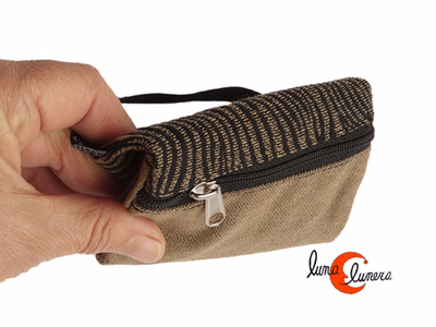 cartera monedero pequeño vegano de tela con goma elástica