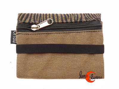 cartera monedero pequeño vegano de tela con goma elástica