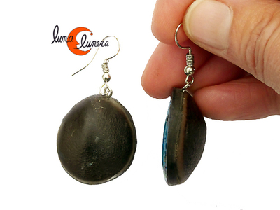 Pendientes de resina con base de semilla.