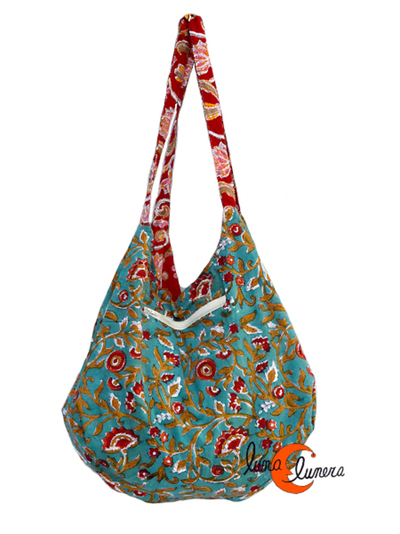 Bolso saco grande de tela de algodón.