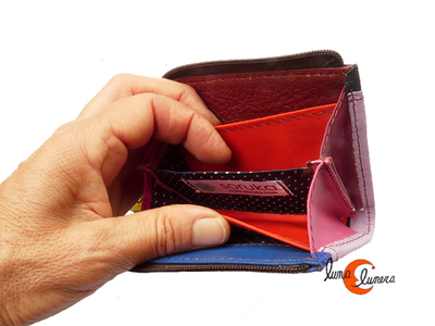 Se enseña el modelo y el tamaño, los colores pueden no coincidir con el monedero que está en venta.