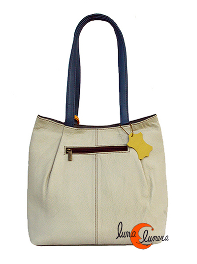 Bolso de piel estilo shoping con doble asa y cremallera