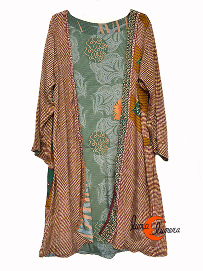Kimono reversible de tela imitación seda